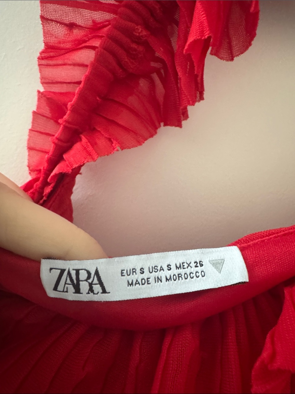 Zara Red Ruffled Ruched Mini Dress - Picture 2 of 2